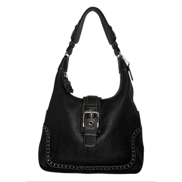 NEW Vintage Coach Hampton Soho 5054 Shoulder Bag Black Pebbled Leather - Picture 1 of 9